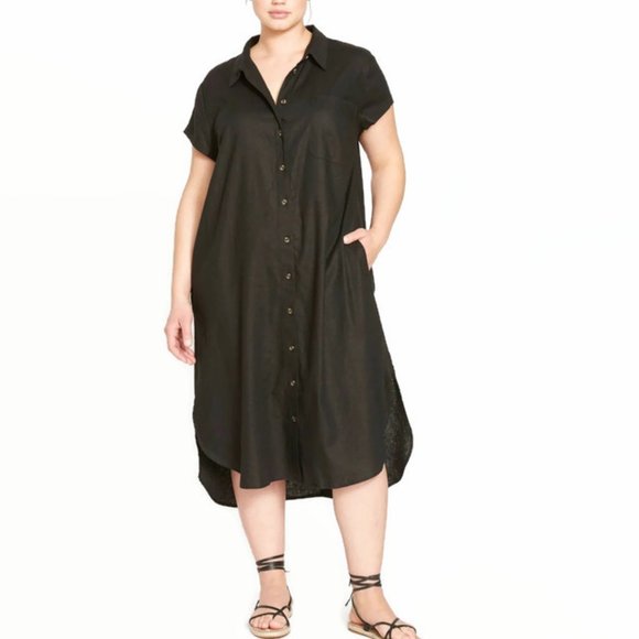 Universal Standard Dresses & Skirts - Universal Standard Dune Linen Shirt Dress Black